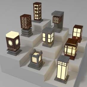 新中式户外灯3D模型下载